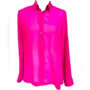 NWT Express Relaxed Portofino Sheer Fuchsia pink blouse top size L